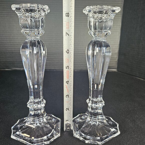 Oscar de la Renta Chippendale Austrian Pair 24% Lead Crystal Candlestick Holder - Picture 6 of 11
